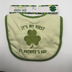 St. Patrick's Day Baby Bib - Green Stripe Shamrock